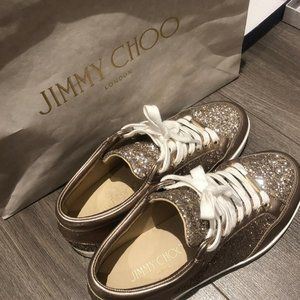 Jimmy Choo Shinning Gold Women Sneakers 37 (7) Size